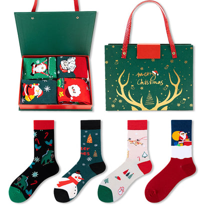Santa Snowman Cartoon Cotton Socks
