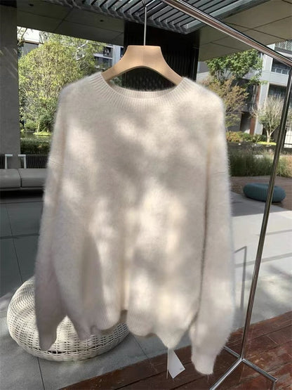 Thickened Cozy Mohair Sweater For Women In A Relaxed Laid-back Style For Fall And Winter