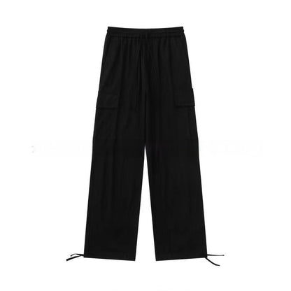 Loose Fitting Casual Straight Leg Cargo Pants With Multiple Pockets And A Drawstring Waist