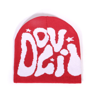 Outdoor Retro Sports Star Letter Jacquard Knitted Hat