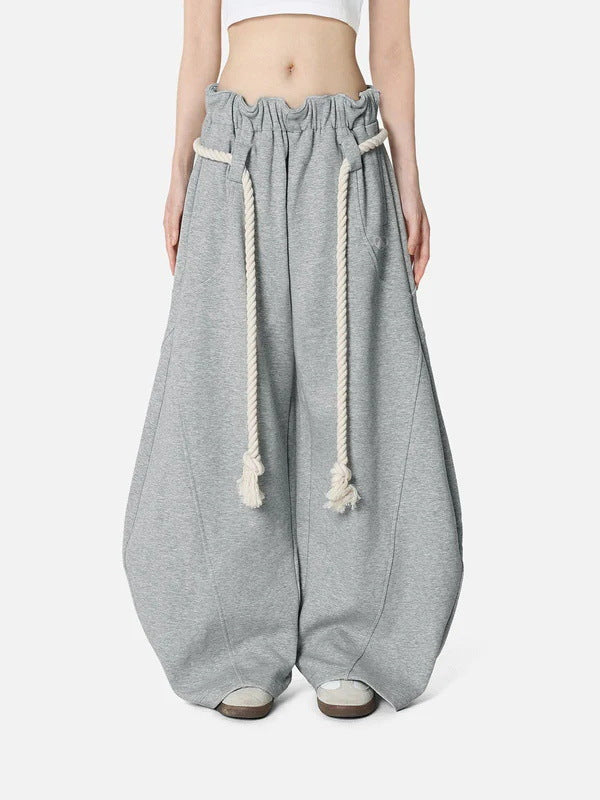 Retro Gray Sweatpants Wide-leg Pants Autumn Loose-fit Casual