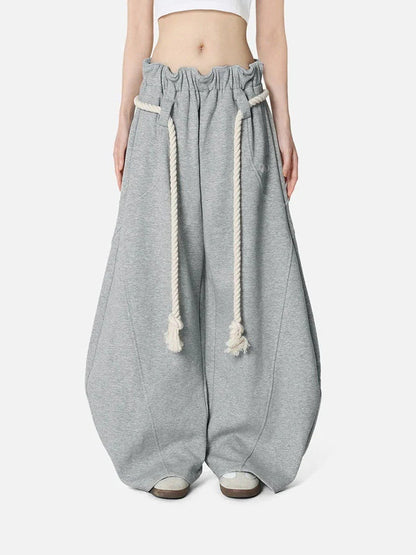 Retro Gray Sweatpants Wide-leg Pants Autumn Loose-fit Casual