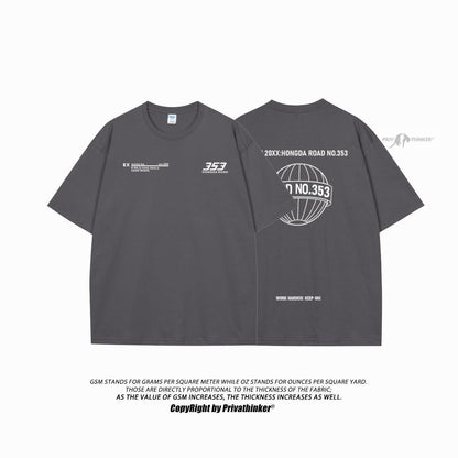 Letter Print Men's Loose-fitting Casual Short-sleeve