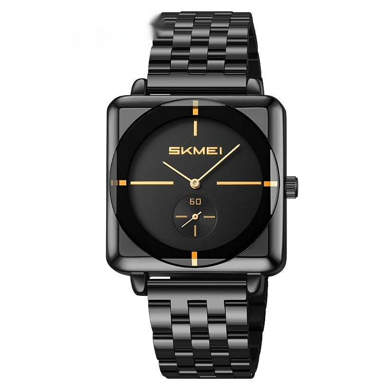 Square Steel Band Stylish Standalone Seconds Subdial With Two Hands Solid Steel Band Quartz Watch