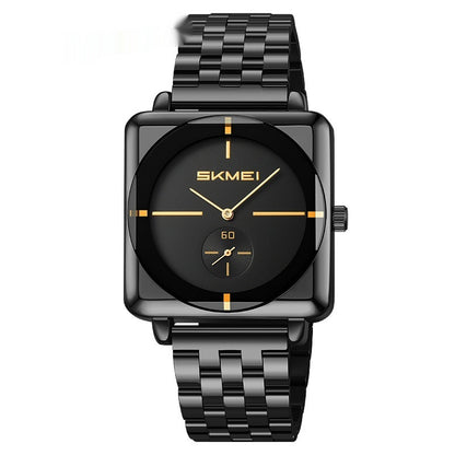 Square Steel Band Stylish Standalone Seconds Subdial With Two Hands Solid Steel Band Quartz Watch