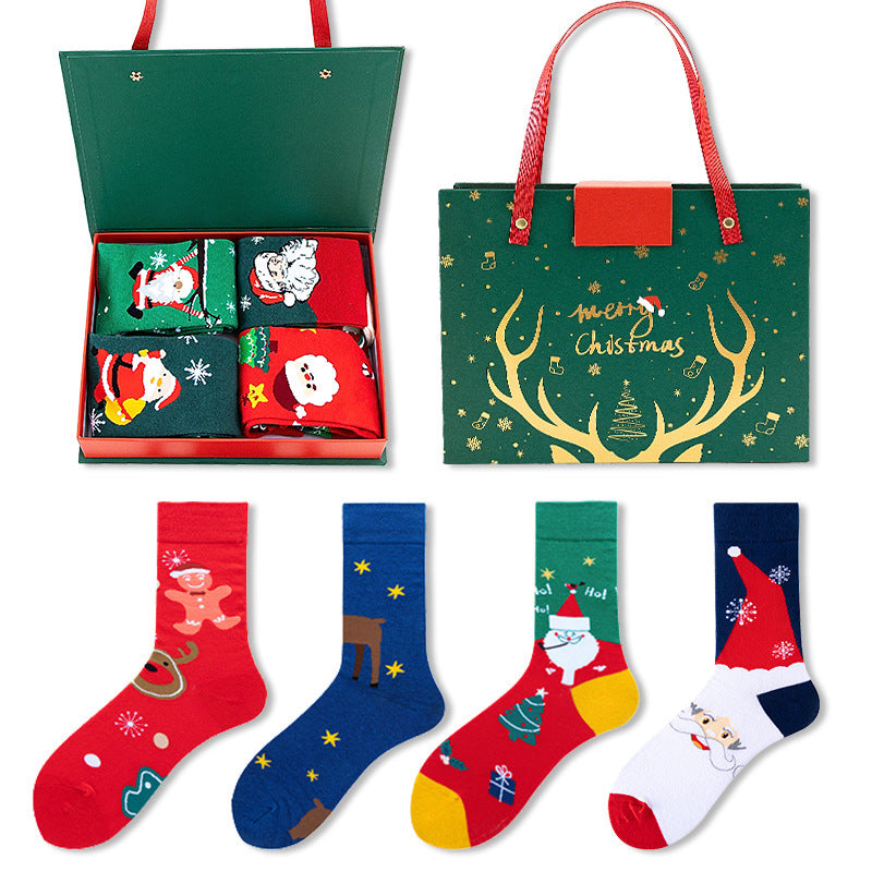 Santa Snowman Cartoon Cotton Socks