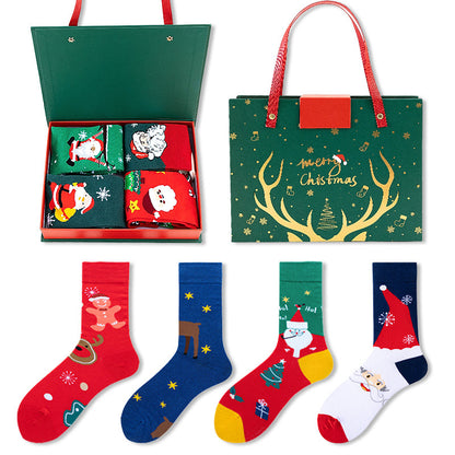 Santa Snowman Cartoon Cotton Socks