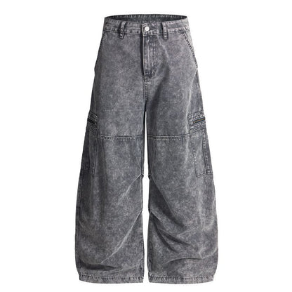 Casual Baggy Pants With A Utility-style Design Featuring Multiple Pockets And Zip Fly