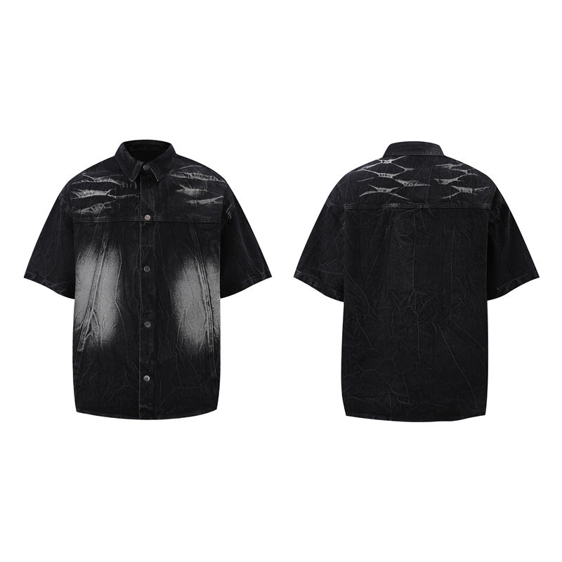 American-style Vintage Washed Summer Loose-fitting Versatile Top And Shorts Set