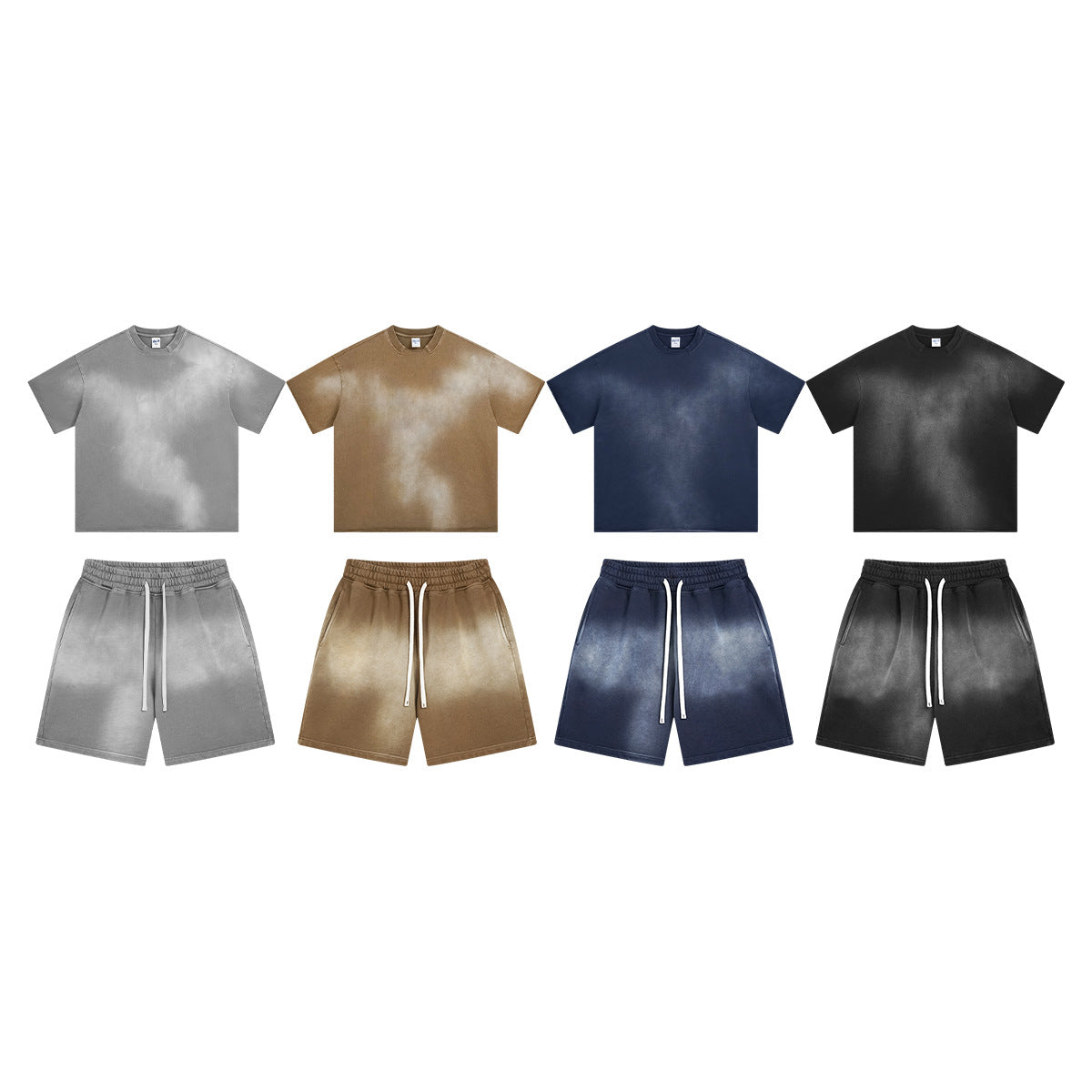 Aged-style American Retro Mens Short-sleeve And Shorts Set