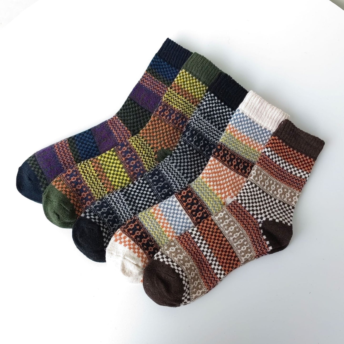 Mens Socks Vintage Ethnic-style Wool Socks For Winter