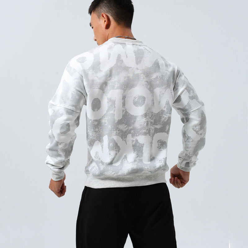 Mens Crew-Neck Pullover Sports Long-Sleeve Sweatshirt