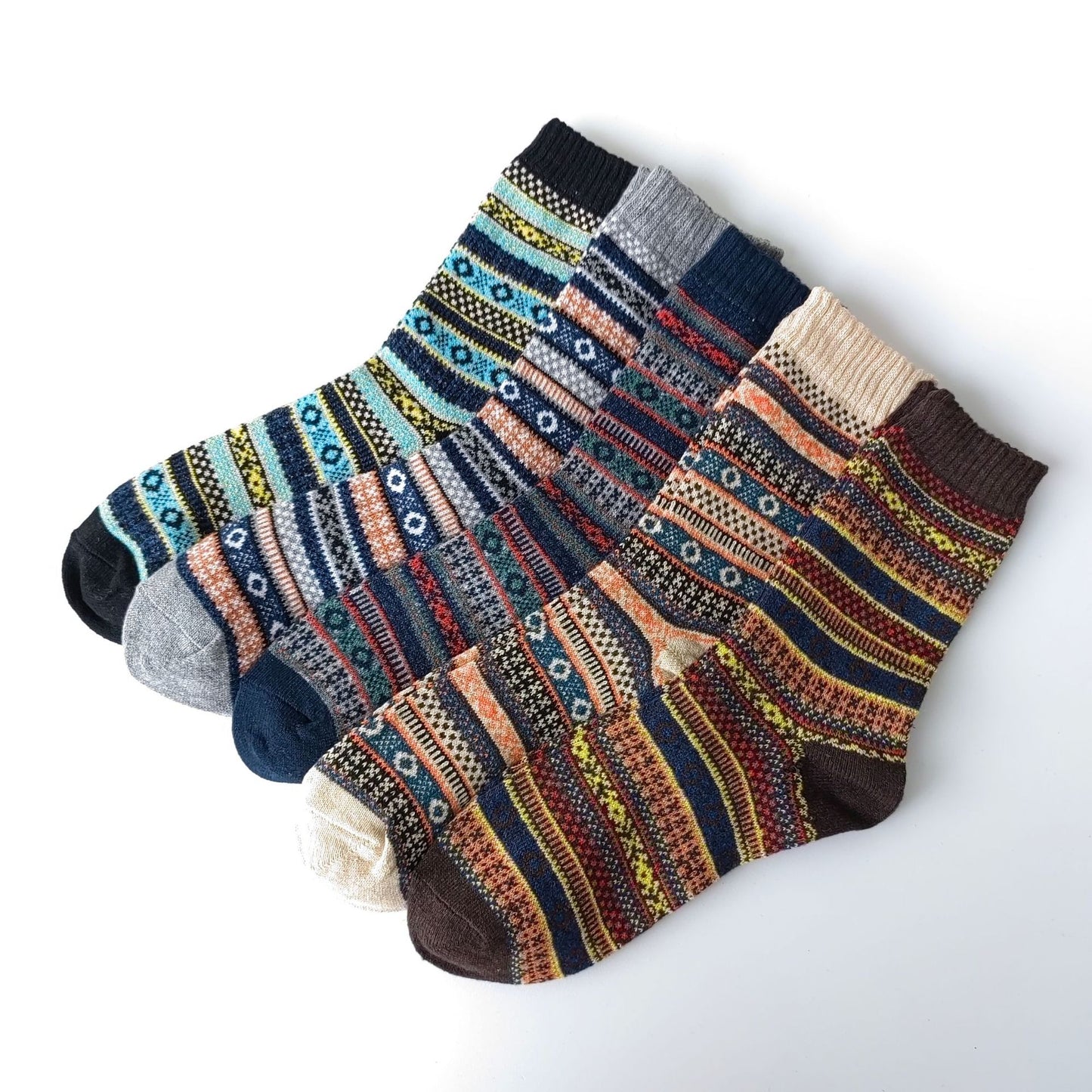 Mens Socks Vintage Ethnic-style Wool Socks For Winter