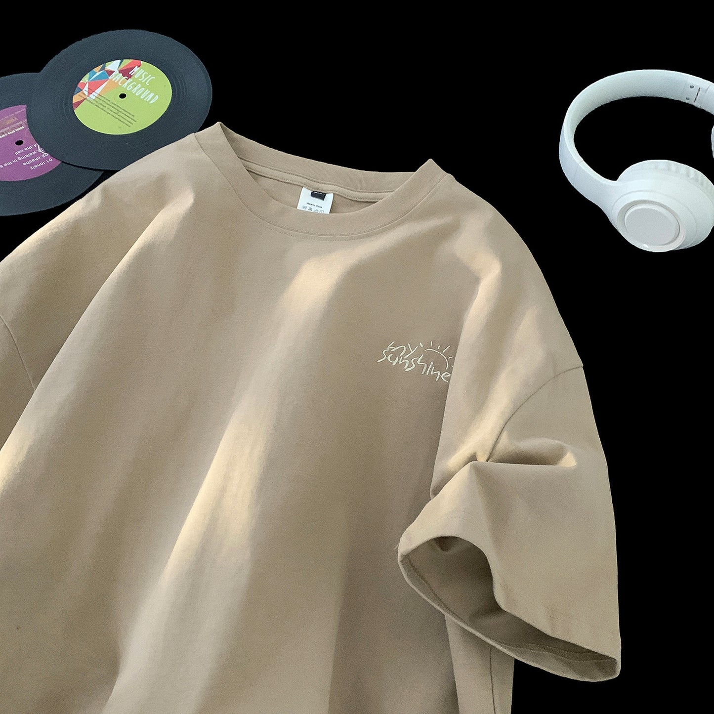 Teenage Minimalist Trendy Loose-fitting Crew-neck Half-sleeve