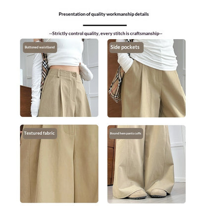 Womens Casual Loose-fitting High-waisted Wide-leg Pants