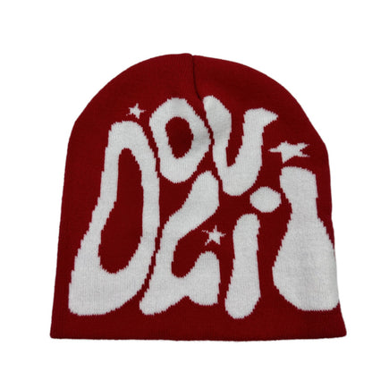 Outdoor Retro Sports Star Letter Jacquard Knitted Hat