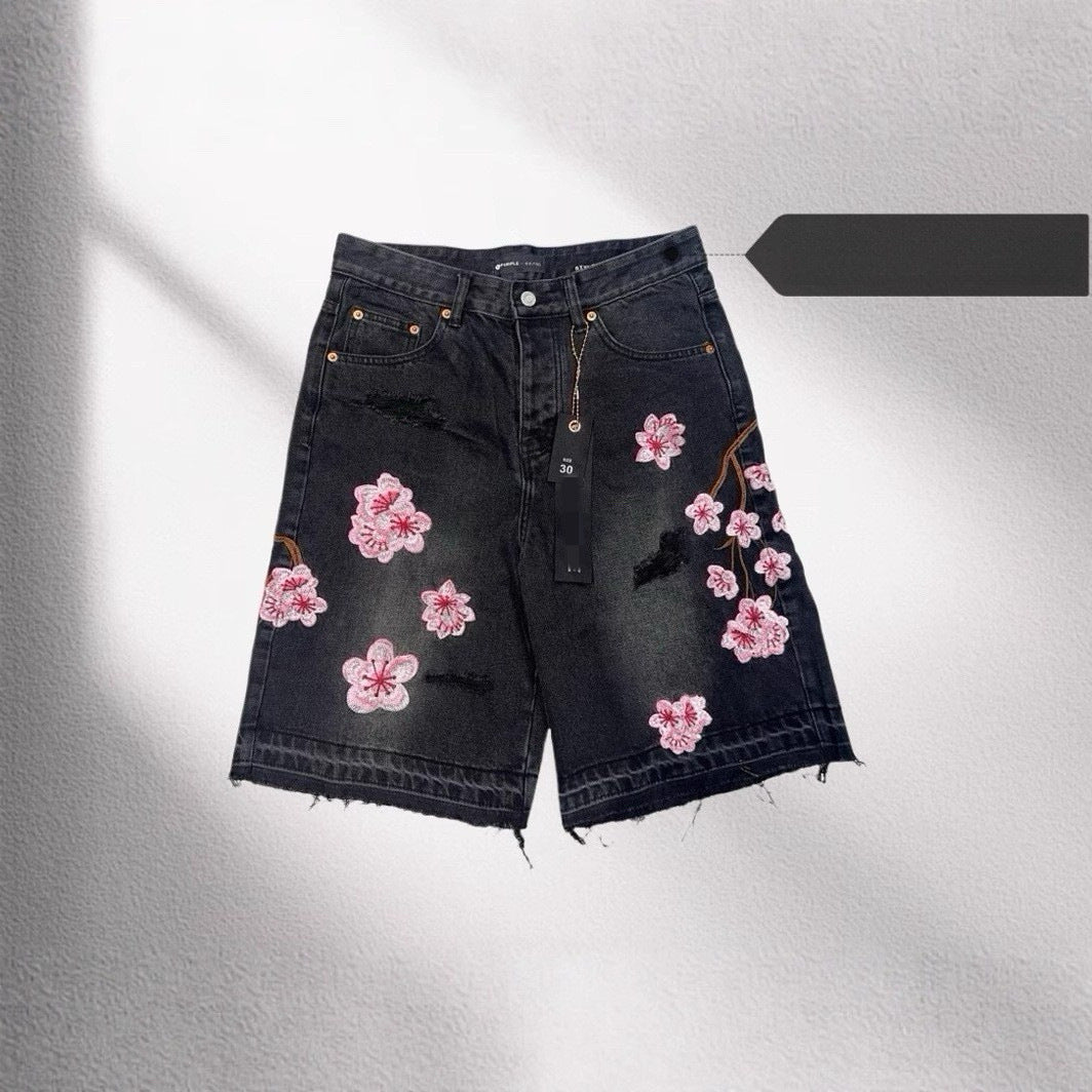 Retro European American Style Anti-old Casual Slim Shorts