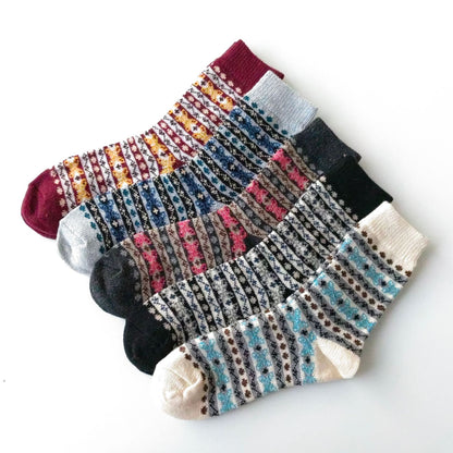 Mens Socks Vintage Ethnic-style Wool Socks For Winter