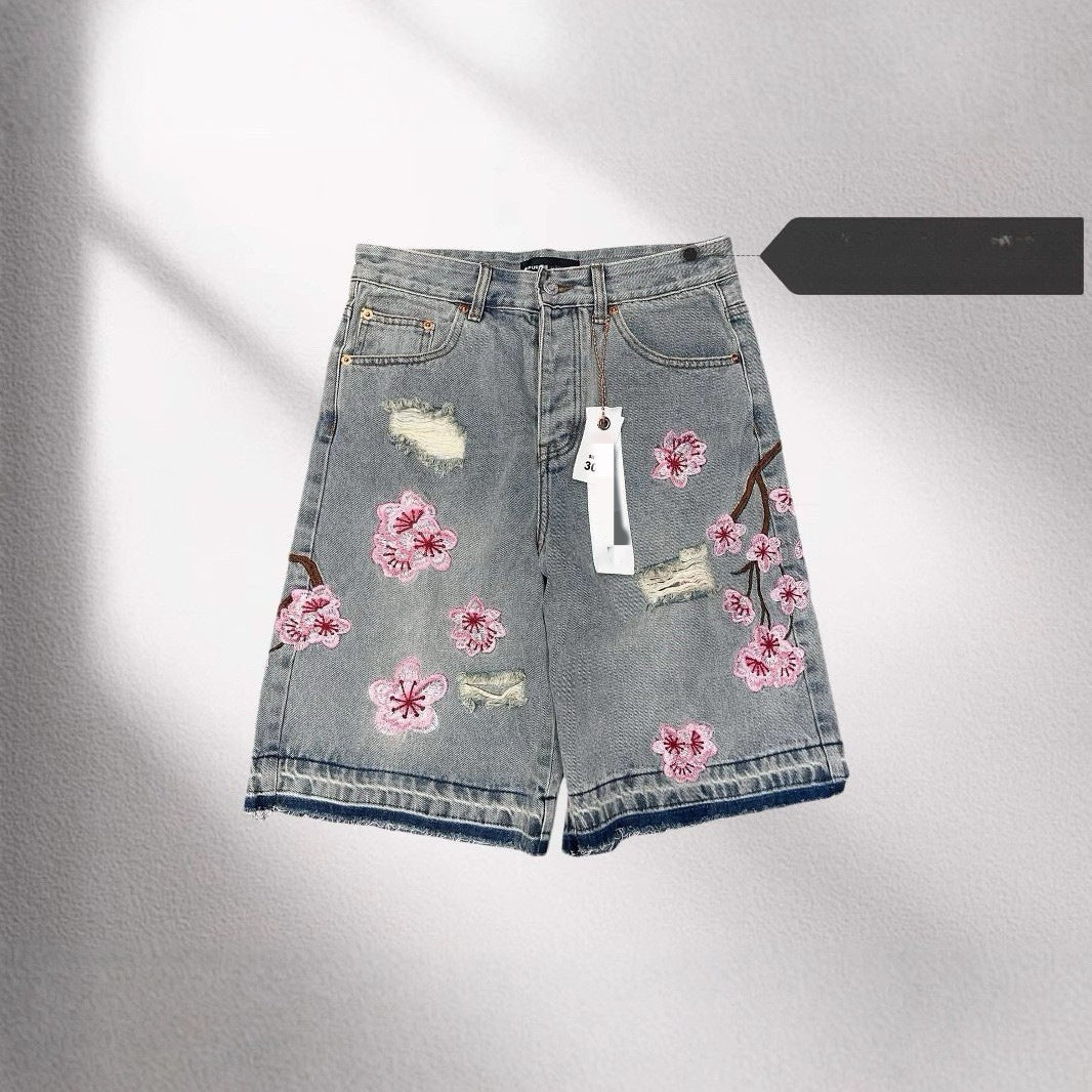 Retro European American Style Anti-old Casual Slim Shorts