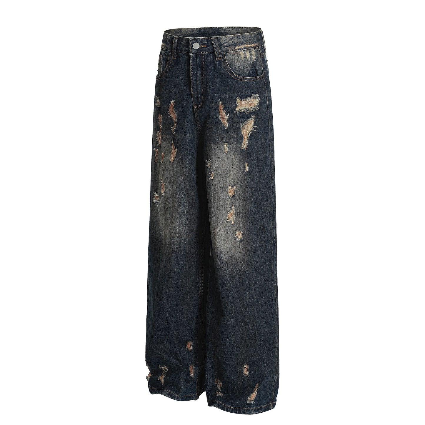 American-style Vintage Distressed Worn Torn And Ripped Jeans