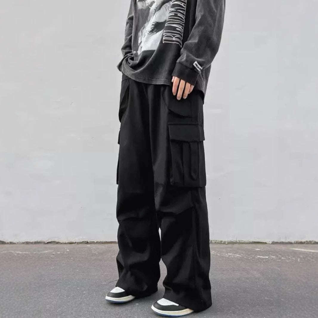 Mid-rise Wide-leg Parachute Pants Casual Slimming Workwear Trousers