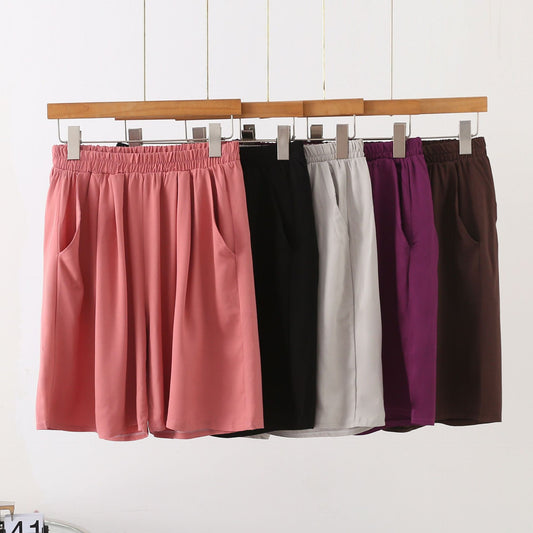 Loose-fitting, Plus-size Cotton Twill Shorts With Pockets