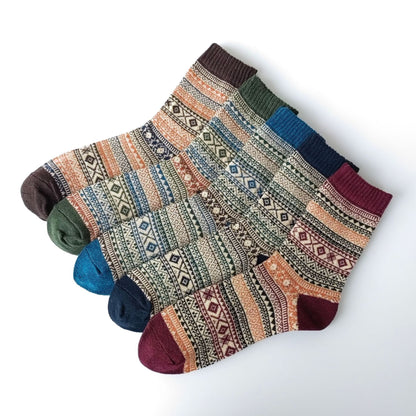 Mens Socks Vintage Ethnic-style Wool Socks For Winter