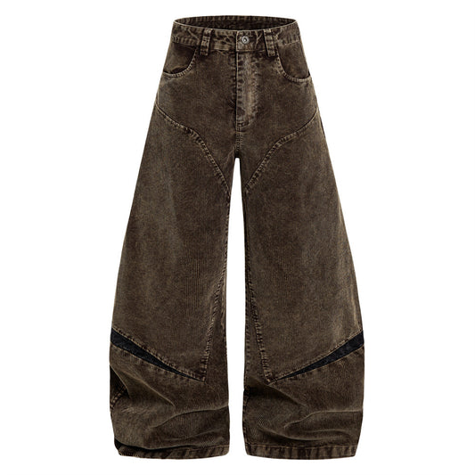 Mens American-style High-street Vintage Wide-leg Trousers