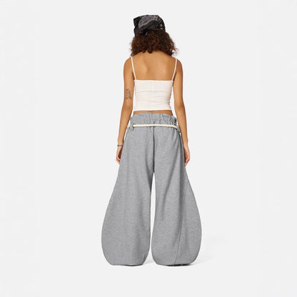 Retro Gray Sweatpants Wide-leg Pants Autumn Loose-fit Casual