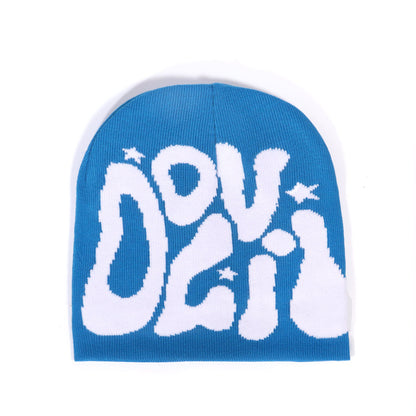 Outdoor Retro Sports Star Letter Jacquard Knitted Hat