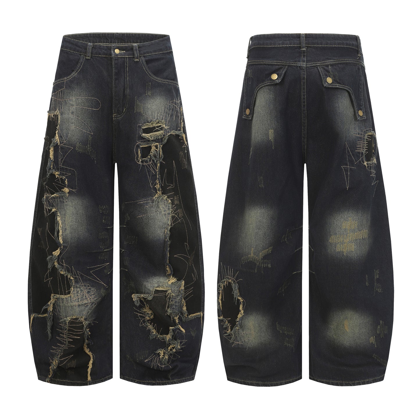 Major Post-apocalyptic Patch High-street Jeans With A Relaxed Wide-leg Fit