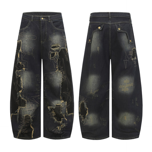 Major Post-apocalyptic Patch High-street Jeans With A Relaxed Wide-leg Fit