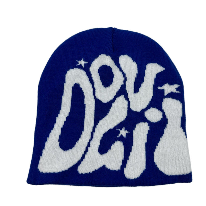 Outdoor Retro Sports Star Letter Jacquard Knitted Hat