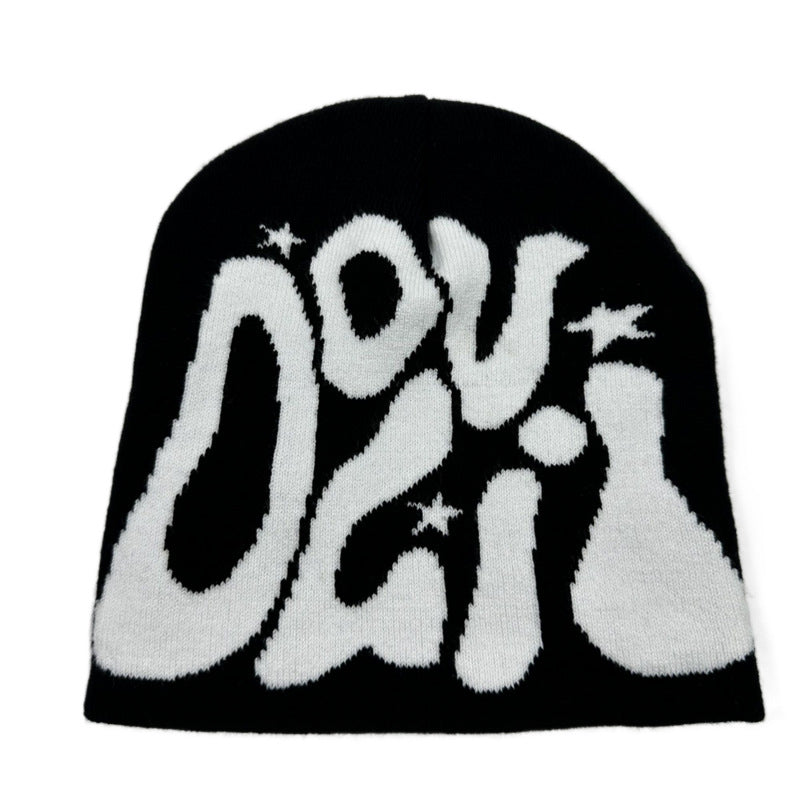 Outdoor Retro Sports Star Letter Jacquard Knitted Hat
