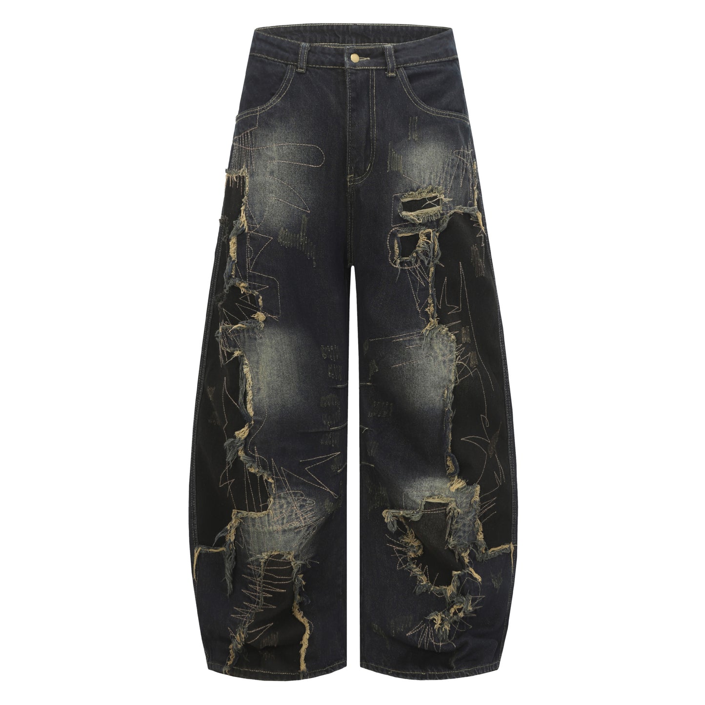 Major Post-apocalyptic Patch High-street Jeans With A Relaxed Wide-leg Fit