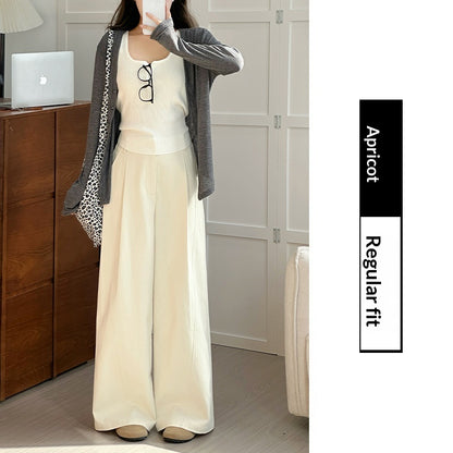 Womens Casual Loose-fitting High-waisted Wide-leg Pants