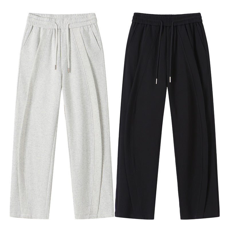 Heavyweight Straight-leg Sweatpants With A Curved Blade Design For Casual And Athletic Wear