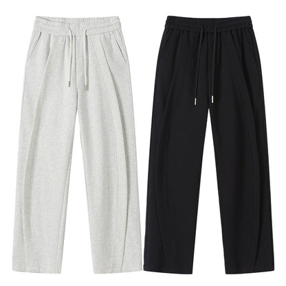 Heavyweight Straight-leg Sweatpants With A Curved Blade Design For Casual And Athletic Wear