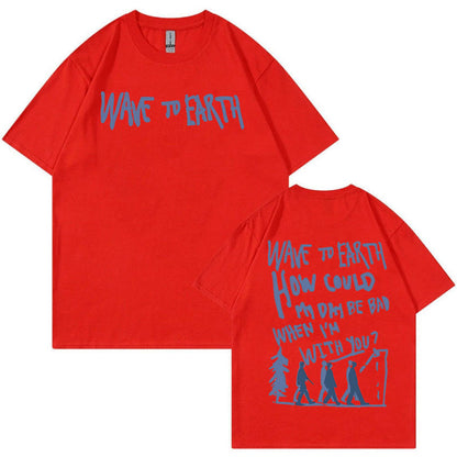 Retro Wave Earth Music Album Print T-Shirt