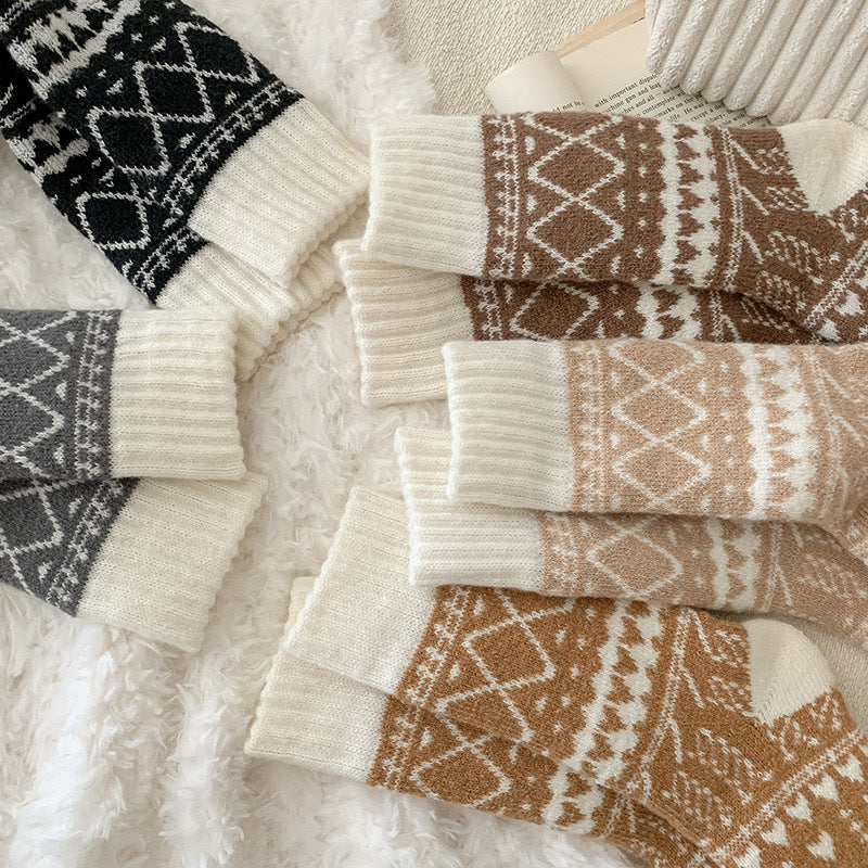 Winter Warm Cashmere Socks Fleece-lined Thick Mid-calf Length Socks