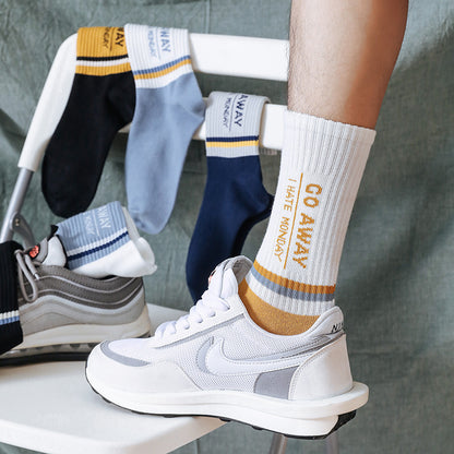 Mens Mid-calf Socks Breathable Sweat-absorbing