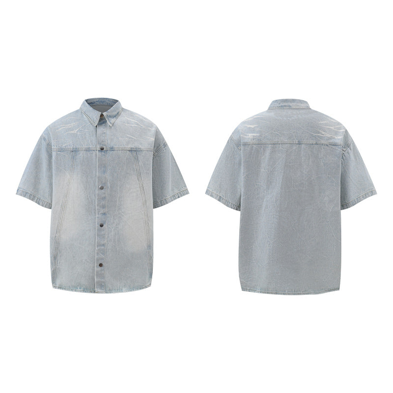 American-style Vintage Washed Summer Loose-fitting Versatile Top And Shorts Set