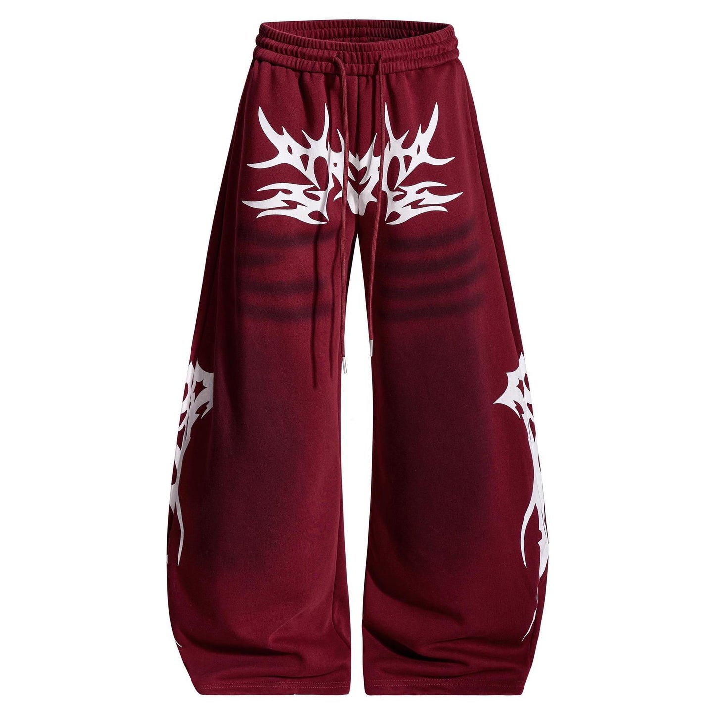 Distressed Vintage-style Totem-printed Harem Pants With A Curved Blade Design