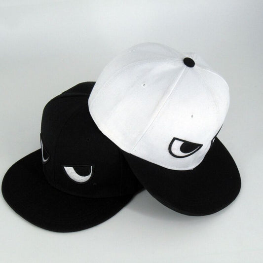 Casual Flat-brimmed Cap Black And White Eyes Hip Hop Hat