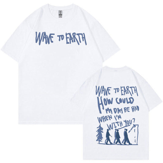 Retro Wave Earth Music Album Print T-Shirt