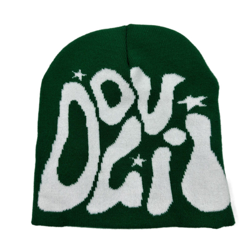 Outdoor Retro Sports Star Letter Jacquard Knitted Hat