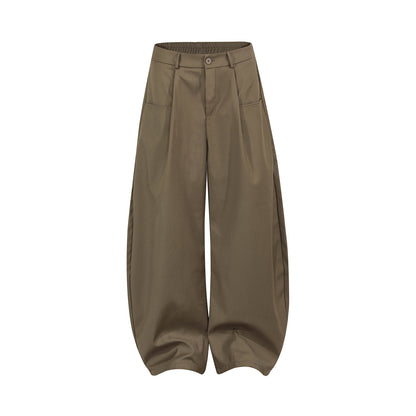 American-style Vintage Unisex Pleated Loose-fit Bootcut Trousers