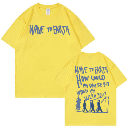 Retro Wave Earth Music Album Print T-Shirt