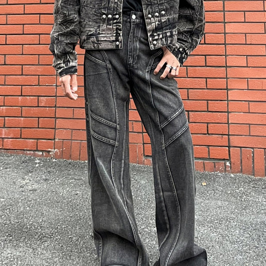 Distressed Washed Black Bootcut Jeans For Men That Create A Slimming Look