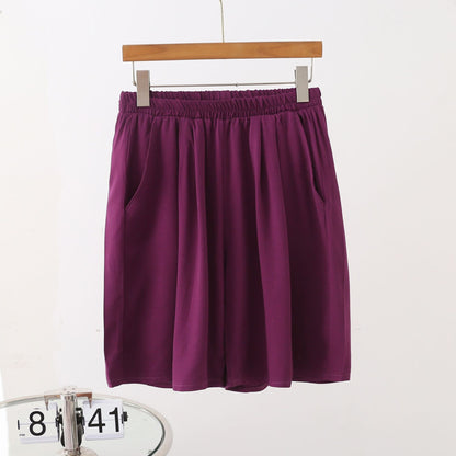 Loose-fitting, Plus-size Cotton Twill Shorts With Pockets